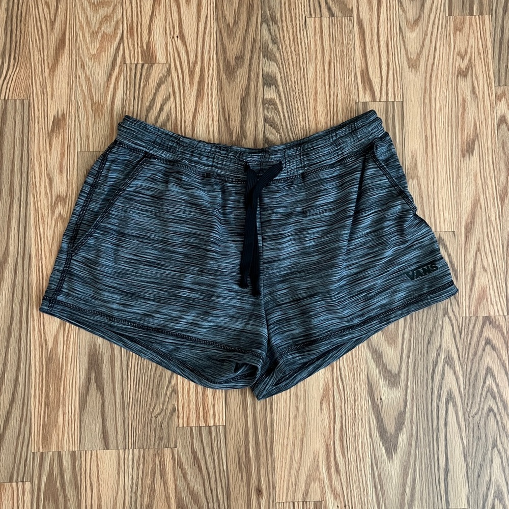 Vans Black and Gray Striped Shorts - Size Medium